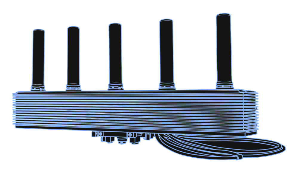 Electronic warfare equipment with 5 antennas